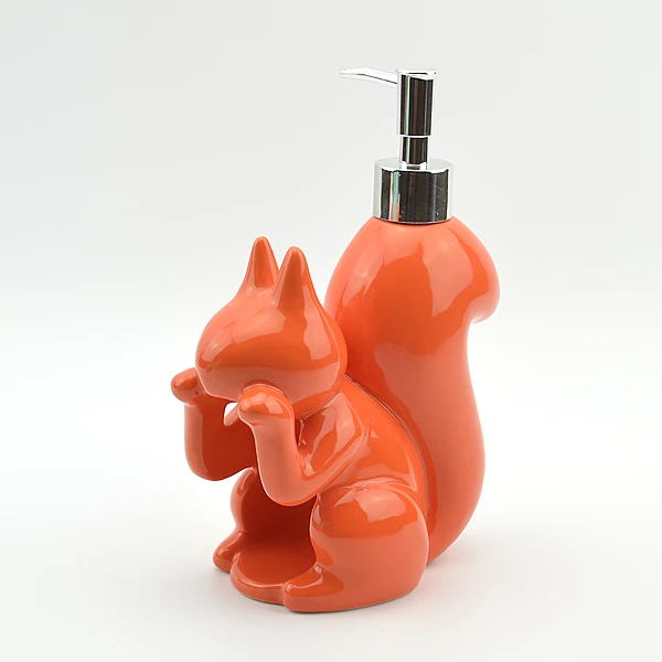 
Manufacturer Wholesale Ceramic Cute Animal Squirrel Shape Bath Soap Dispensers 
