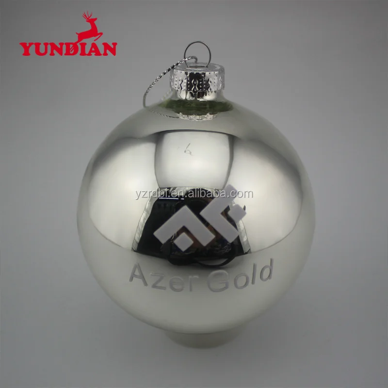 Высококачественный декоративный зеркальный стеклянный Рождественский шар с логотипом