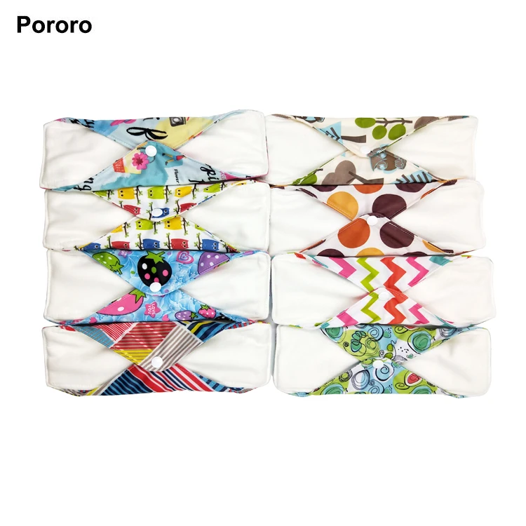 
PORORO lady cloth menstrual pads washable bamboo cotton reusable sanitary napkin pad 
