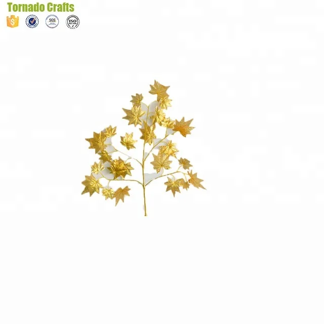 Tornado crafts 12pcs 60cm Length Artificial Silk Branch Gold Maple Tree Leaves For Wedding Party Home