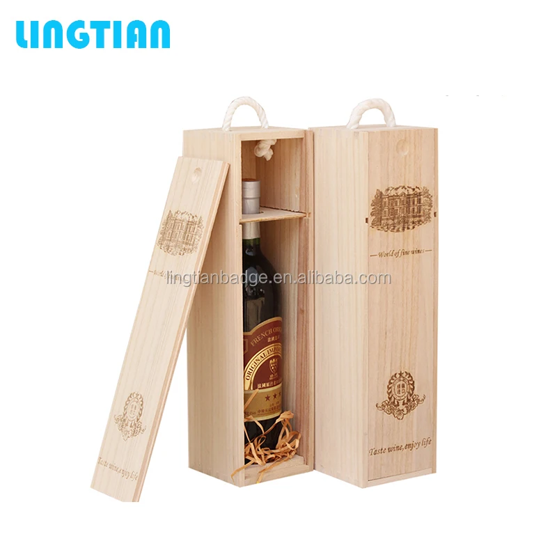 LINGTIAN Custom Sliding Lid Wooden Liquor Box