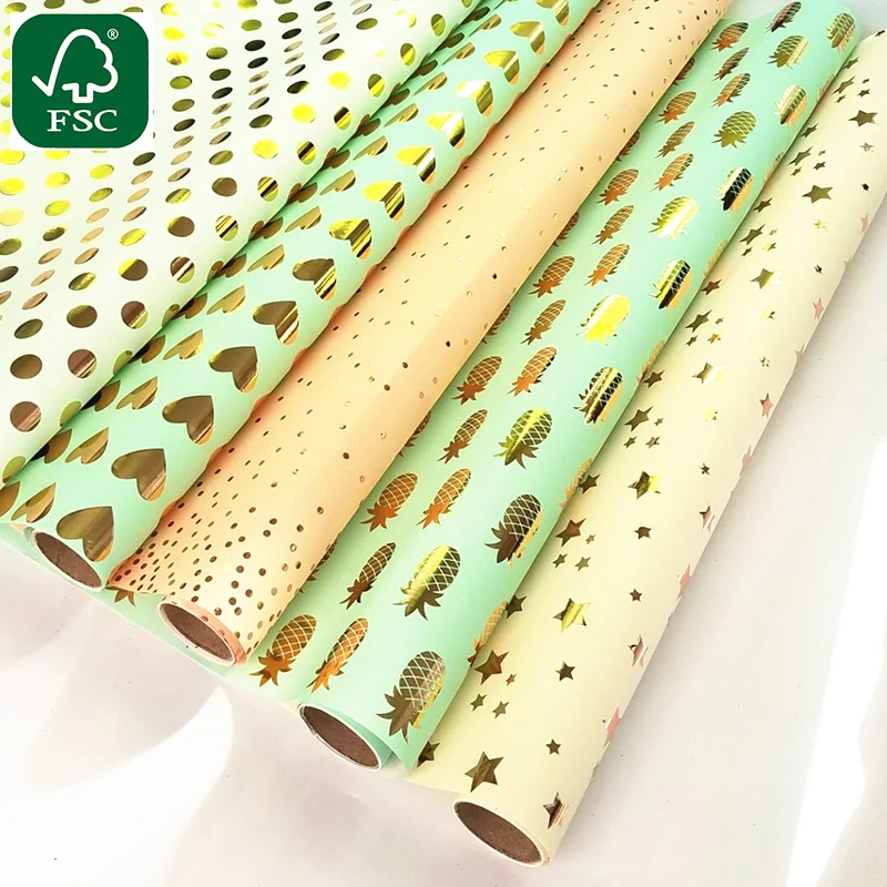 wholesale custom blue pattern printed gift wrapping paper from China custom custom logo 175 GSM wrapping paper