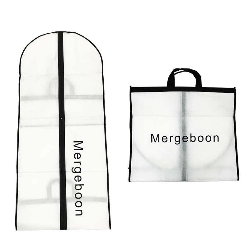 Mergeboon breathable extra long wedding dress cover garment bag with logo
