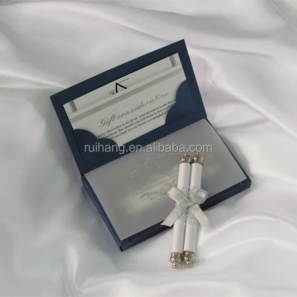 Luxury Paper Scroll Wedding Invitation Card with Decorative Box