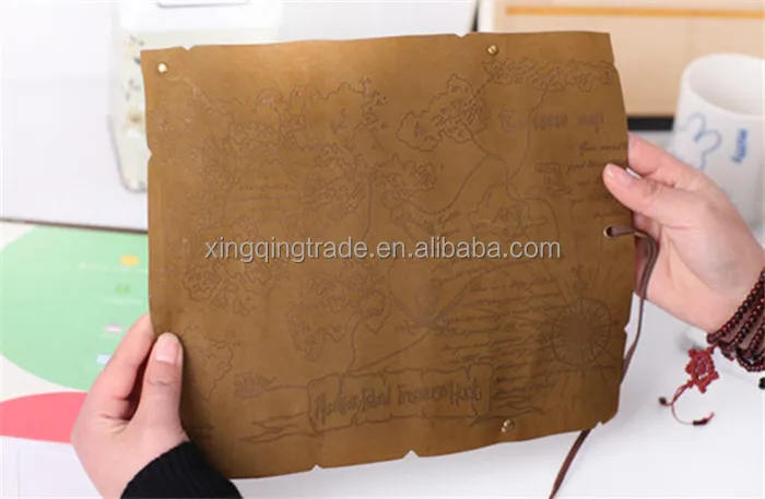 Retro Vintage Pirate Roll Up PU Leather Pen Pencil Case Bags Treasure Map Kid Party Gift Favor Make up Cosmetic Bag