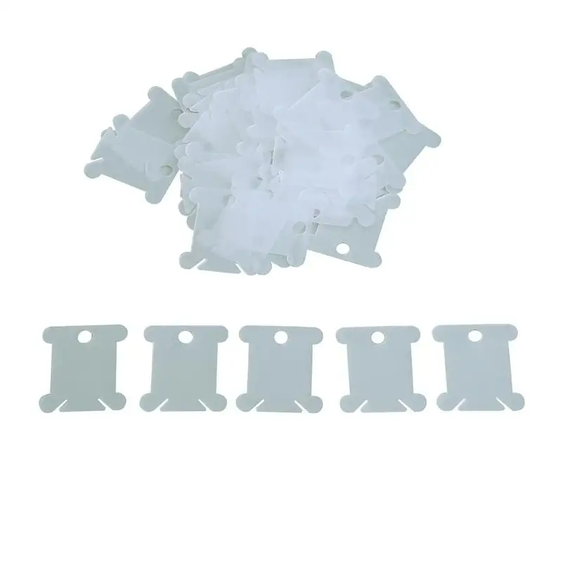 
100pcs Plastic Bobbins 4x3.5x0.1cm Threads Holders Embroidery Floss Storage Cross Stitch Sewing Tools Thread Holder E5M1 