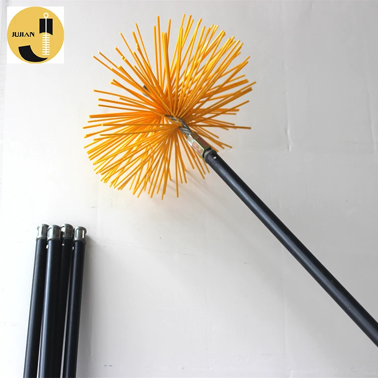 7Inch 175mm 200mm Round Pellet Yellow Nylon Stove Chimney Cleaning Brush Kit