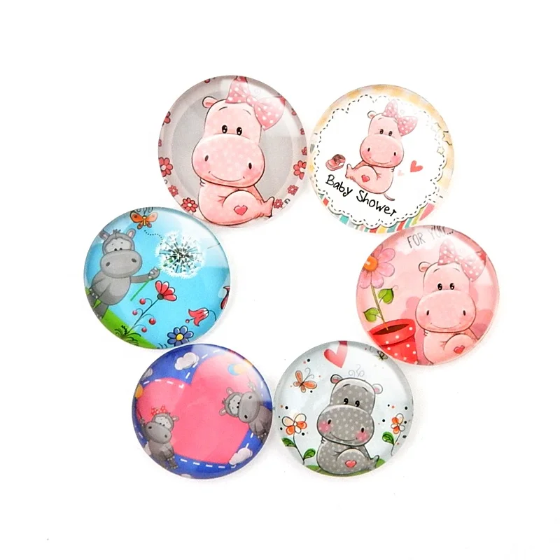 
Custom Dome Magnetic Sticker Fridge Love Pink Hippo Glass Animal Magnets For Fridge Souvenir For Fun 