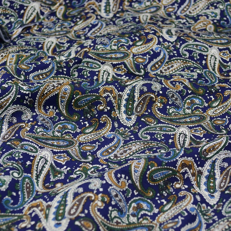 Popular 100% Cotton Plain Floral Shirting Fabric Cashew Printed Cloth