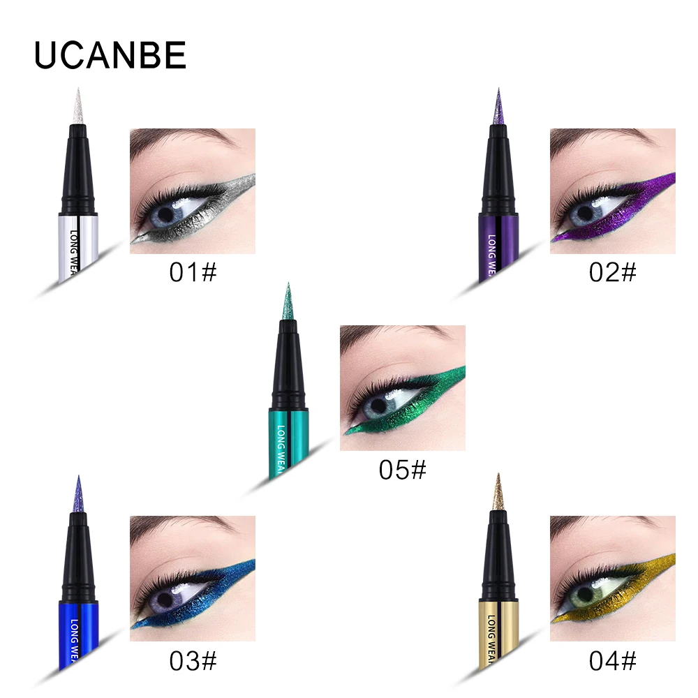 UCANBE Diamond Glitter Eyeliner Pencil Long Wear Flash Eye Liner & Eye Shadow Makeup Silky Smudge-proof Eyeliner Gold Shimmer