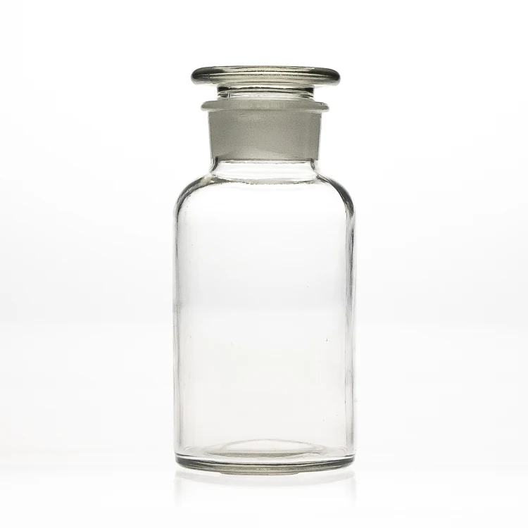 Pharmaceutical Bottles 500ml 500cc 18oz Clear Glass Round Shape Wide Mouth Reagent Bottle with Stopper