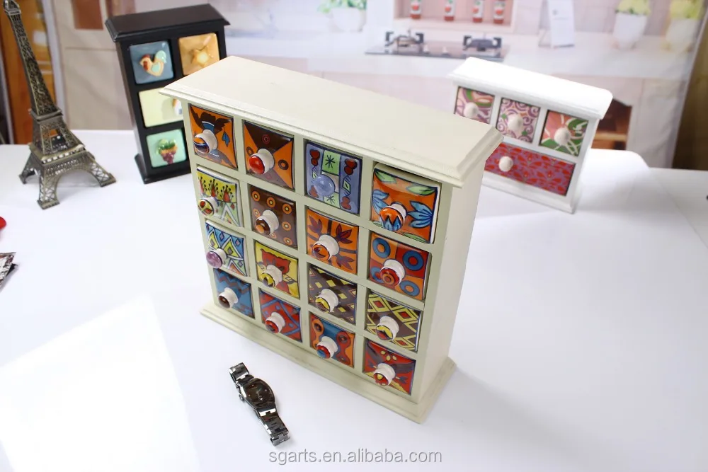 Ceramic Drawer W/Wooden Stand