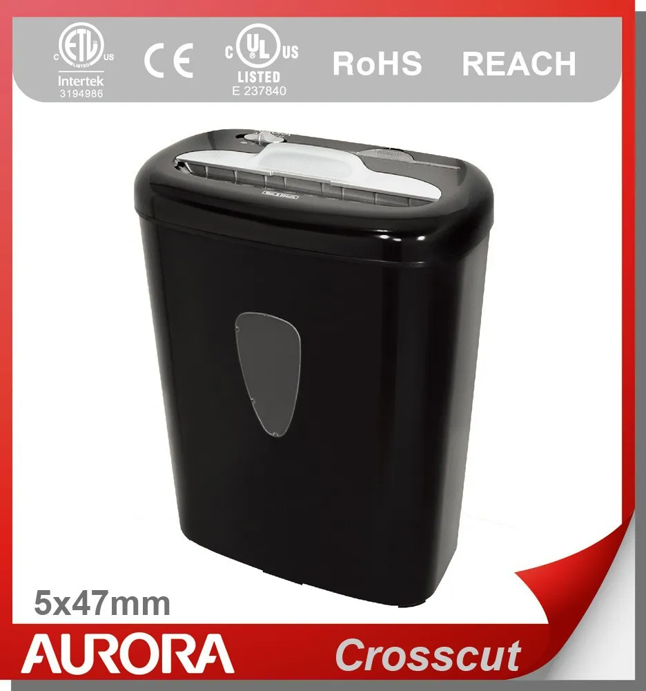 Aurora AS800CD Plastic Paper Shredder, 8 sheet (A4) Cross cut 5x47 mm,Light Duty Shredding machine for Home & Office