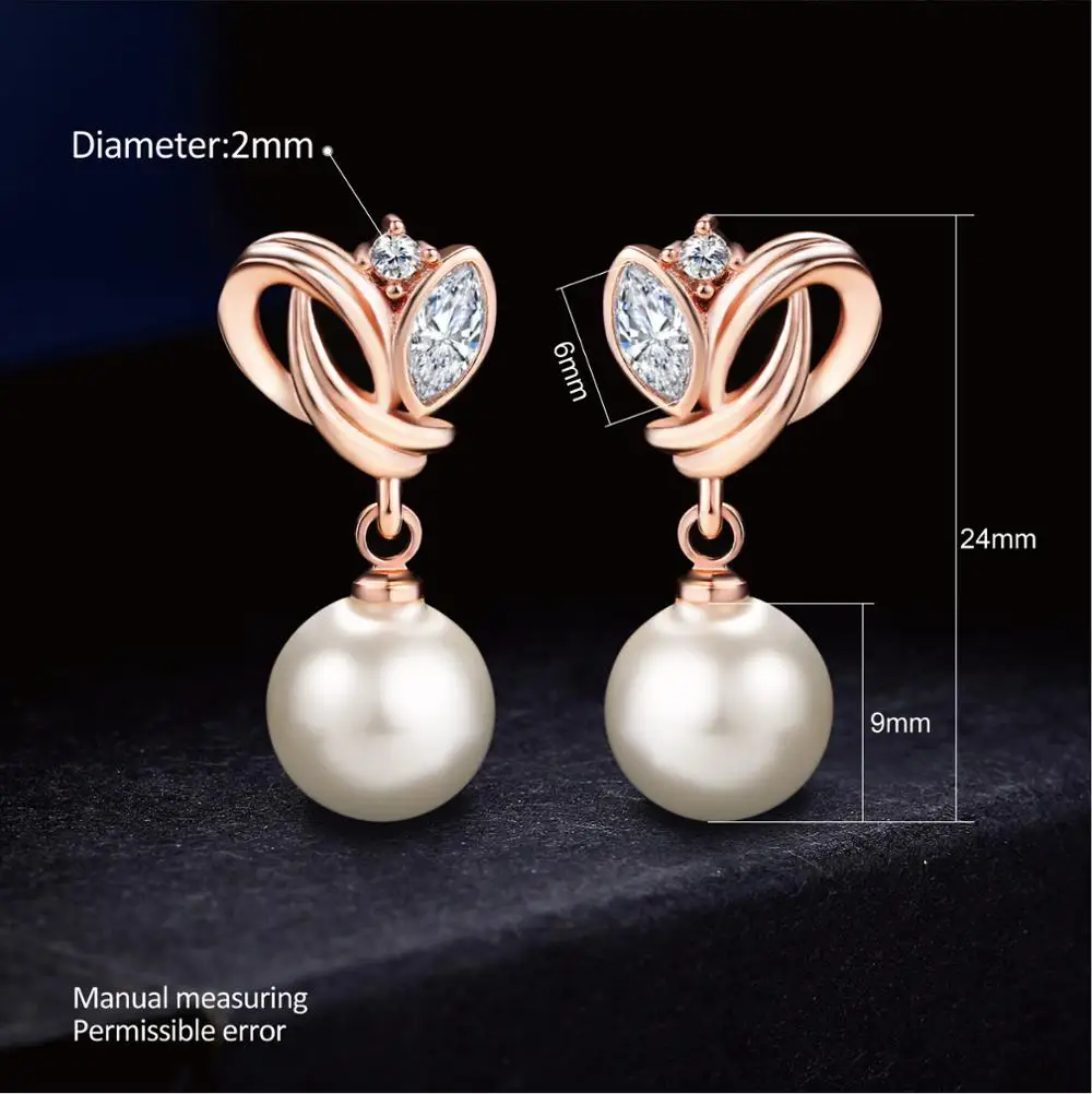 Top Quality Imitation Pearl Pendant Earring Rose Gold Color  For Women  Fashion Jewelry For Anniversary Gift Wholesale E224 E166