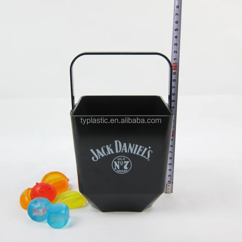 Plastic mini square ice bucket with handle