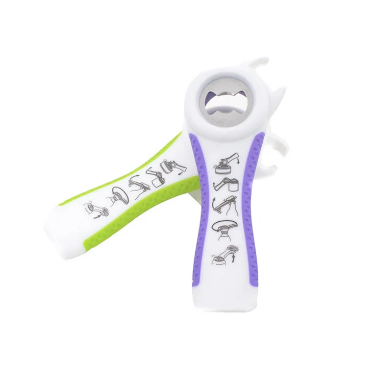 5 in 1 Lids Off Rubber Silicone Automatic Bottle Keychain Can Opener Multi Jar Opener