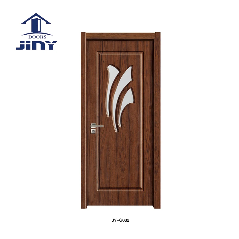 2022 JINY Finished surface PVC bathroom door design insert clean glass