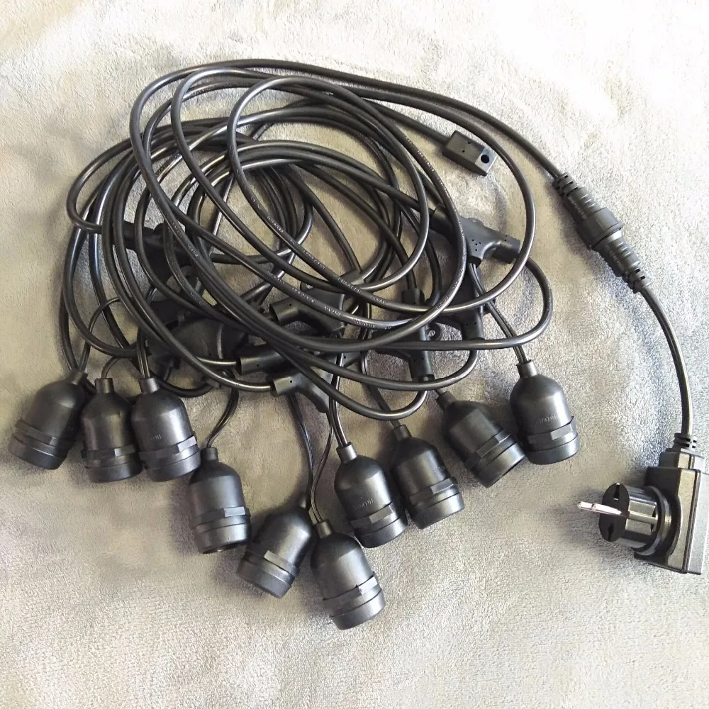 S14 48ft  IP65 Waterproof LED Filament String Lights With US/EU Male And Plug 120V/220V E26