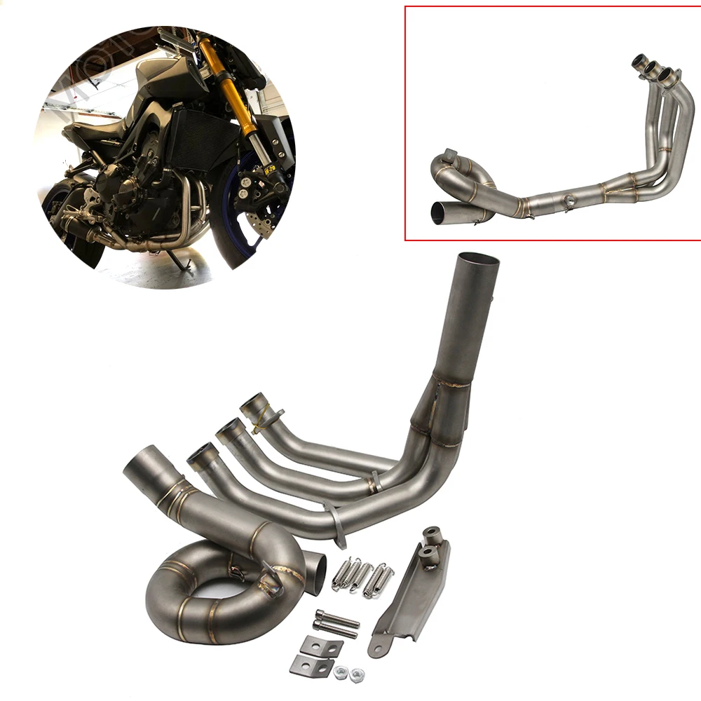 Полная выхлопная система из нержавеющей стали MT09 FZ09 для мотоцикла, Соединительная труба для передней и средней оси, для выхлопных газов MT 09