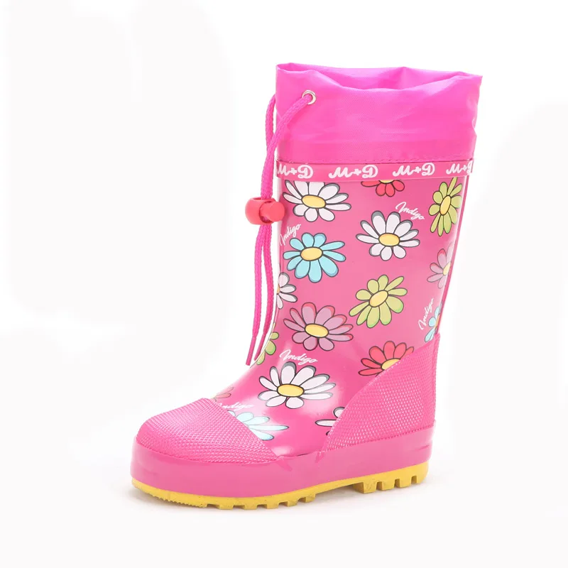 Factory sale-Cheap fashion print kids rubber shoes with collar