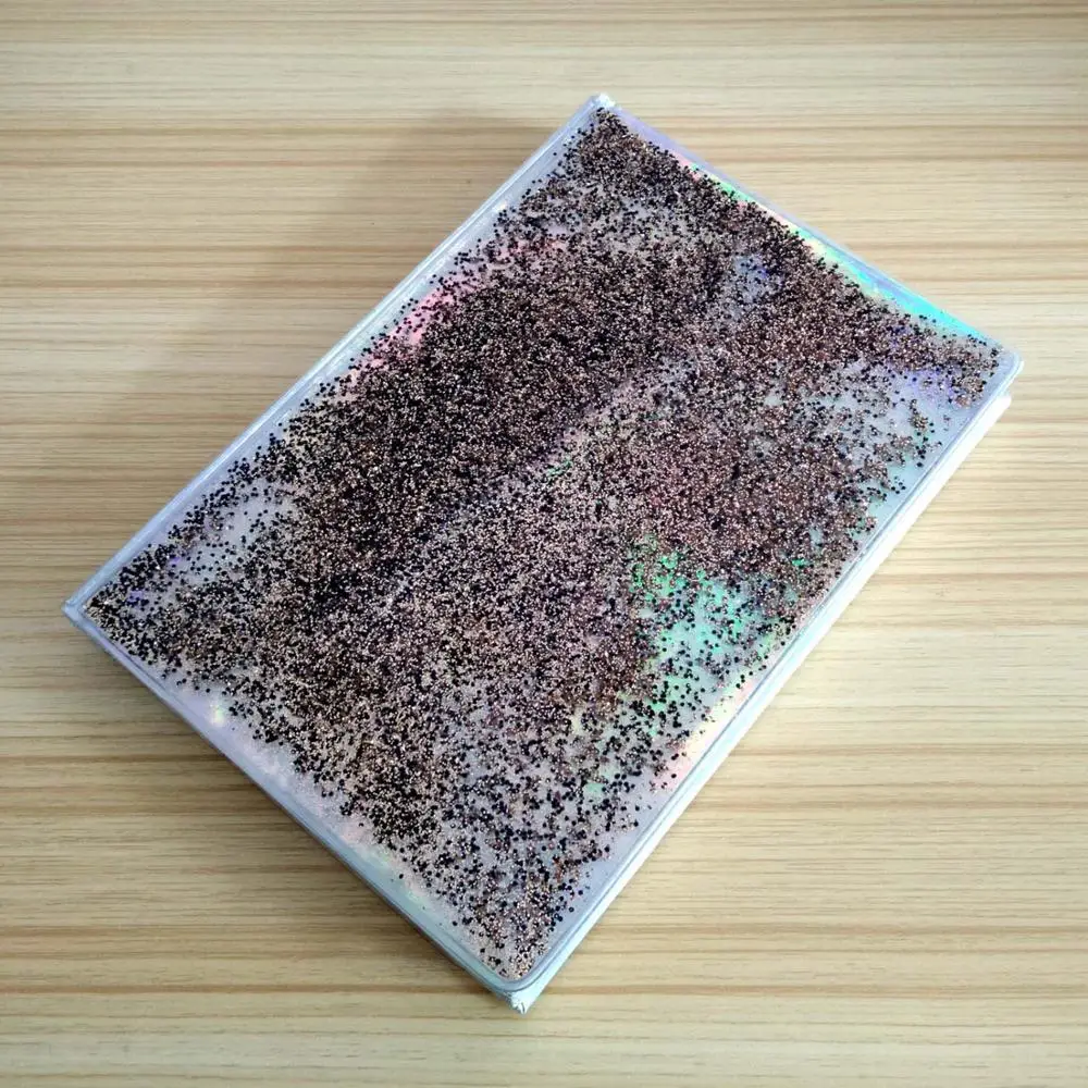 oil filled custom liquid filled glitter filled notebook cover