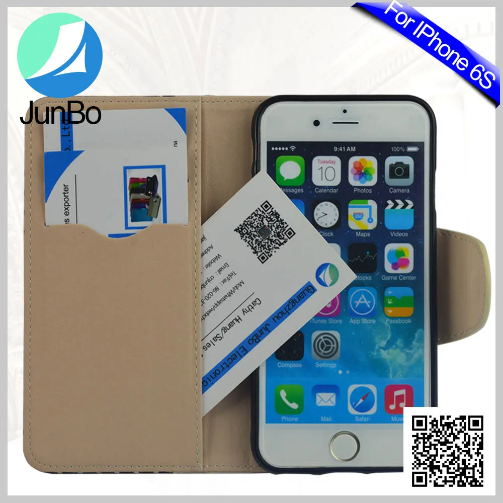 Низкая Цена Китай Мобильный Телефон Чехол для iPhone 6/6 s, Бумажник Кожаный Чехол для iPhone 6 с Картой Solts