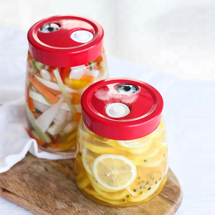 Clear lead-free kitchen food storage glass fermentation jar with plastic lid