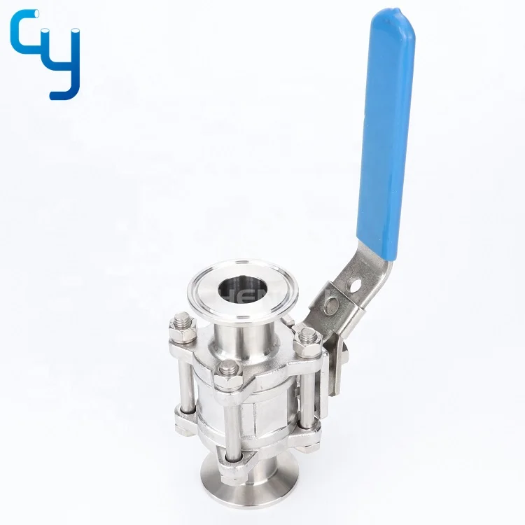 Good quality stainless steel sanitary three-piece manual ball valve