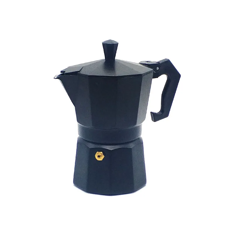 factory price 3-cup aluminum black color italian coffee maker