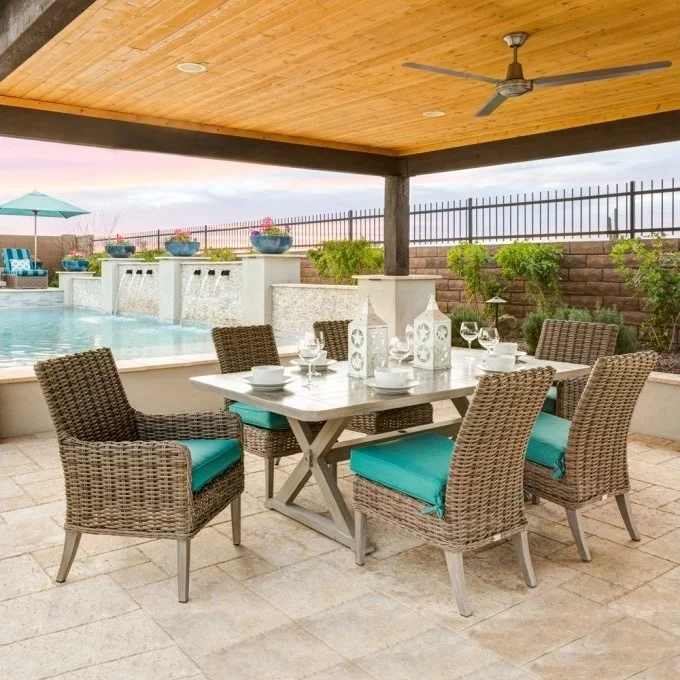 6  Seat Outdoor Maze Rattan Wicker Dining Set Table and Chiars