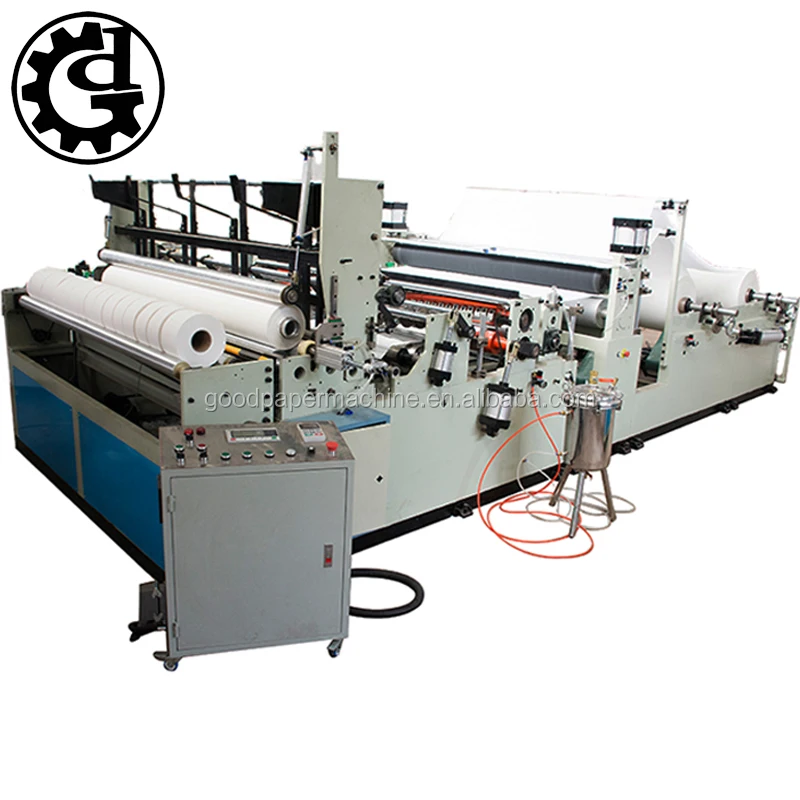 Автоматическая тиснением промышленных полотенце для рук рулон резки перемотки туалетной бумаги машина