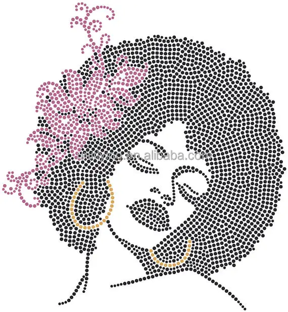 Горячая фиксация бессвинцовый кристалл камень индивидуальная Мода африканская девушка стразы термоперенос дизайн с цветочной футболкой