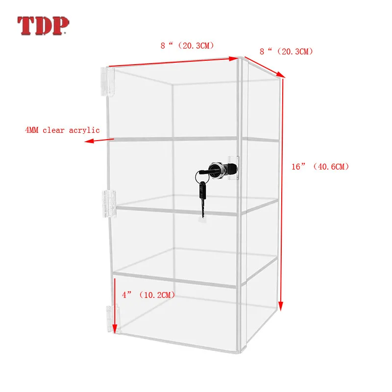 Customize 4 Layer Clear Acrylic Countertop Display with Locking  Security Showcase for Bread