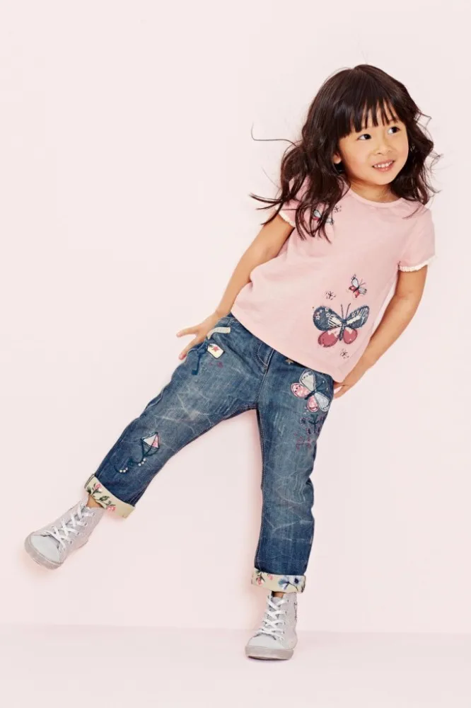 2015 Korean Girls Fashion T Shirts 98% Cotton 2%Spandex Printed O-neck Fashion kid top