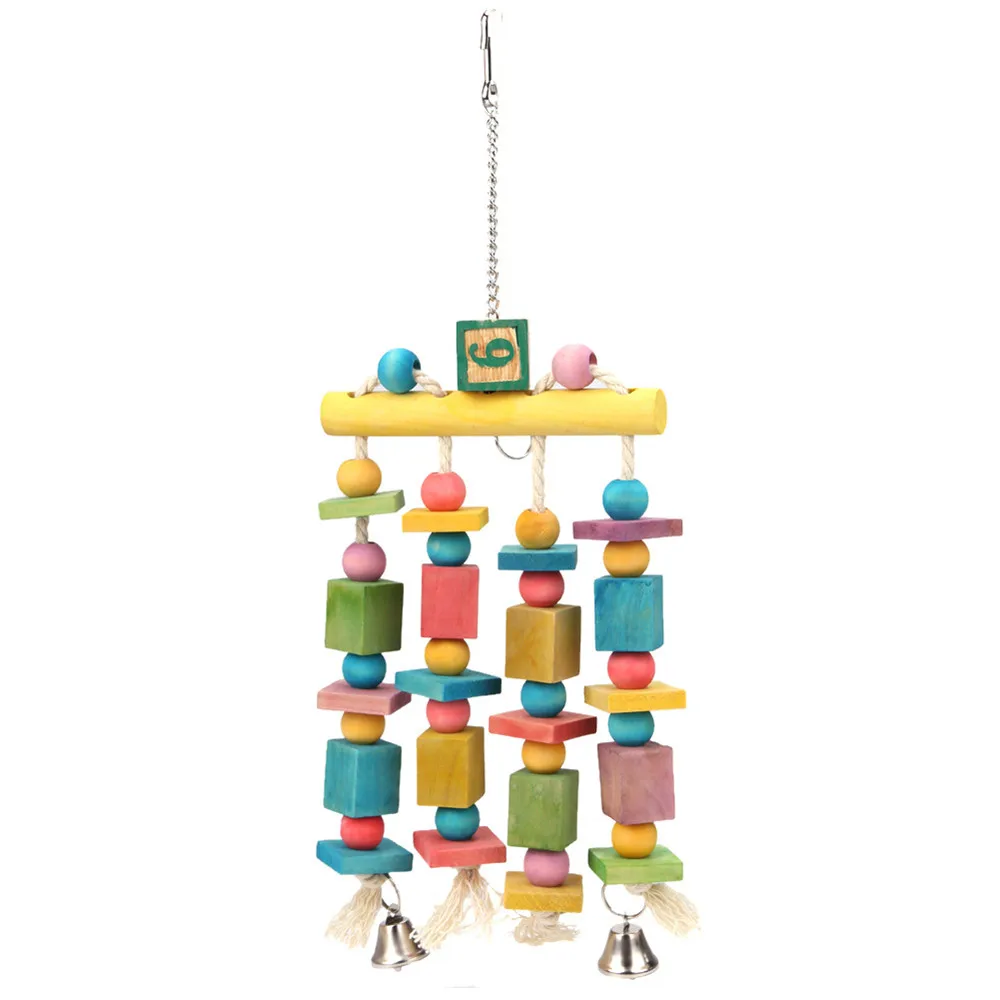 Colorful Wood Bird Hang Swing Toy for Large Parrot