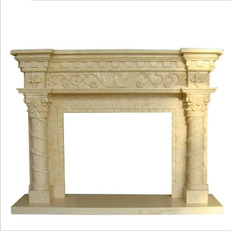 White natural stone marble electrical fireplace for sale