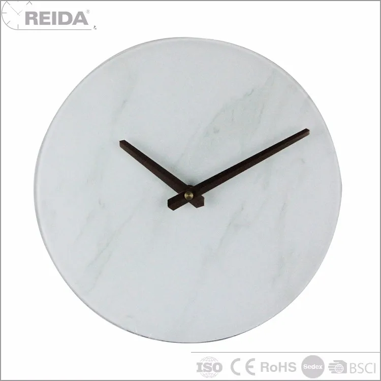 Reida glass analog round no number quartz frameless modern art painting  wall clock