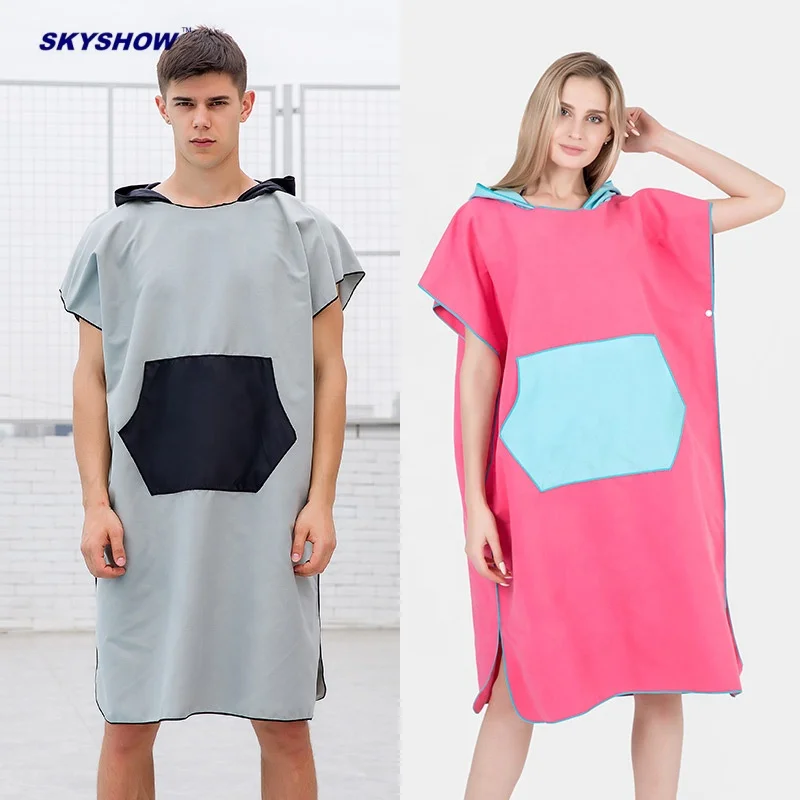 Changing soft microfiber surf hooded poncho beach towel for adults