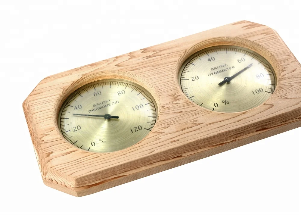 Traditional Wood Sauna Room Wall Mounted Hygrometer And Thermometer