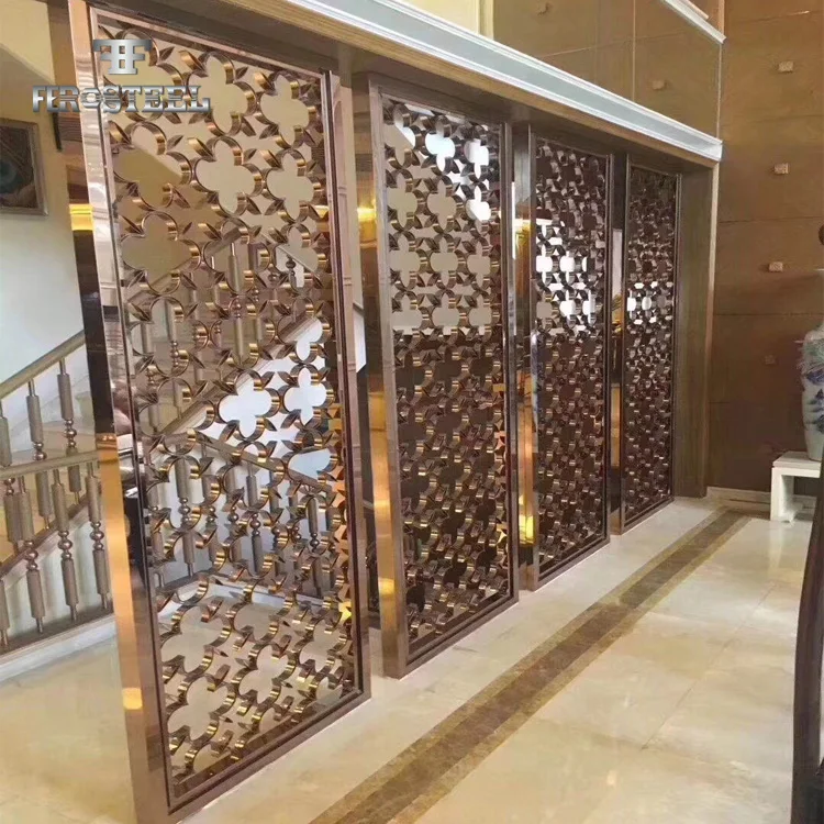 Decorative Modern Living Folding Screen Room Dividers for Lobbly Metal Birthday Stainless Steel Movable 3 Panel Room Divider