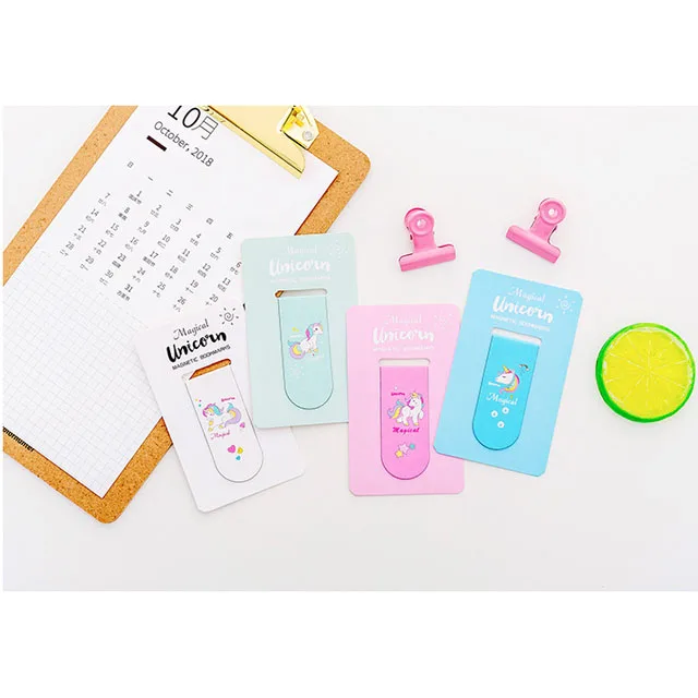 
Cute cartoon animal unicorn magnetic bookmark creative gift mini book folder 