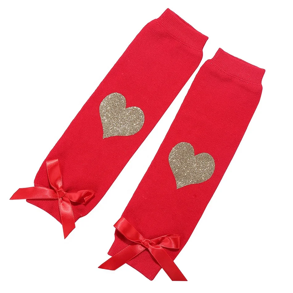 Cute Gold Print Heart Pattern Leg Warmers for Infant Girls
