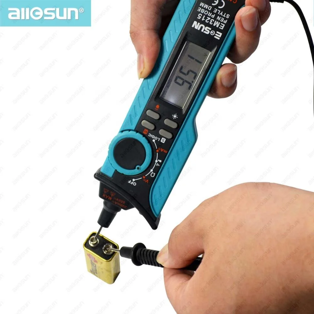 Цифровой мультиметр All-sun EM3215 измеритель напряжения и силы тока в форме ручки с щупом для проверки непрерывности диодов логики