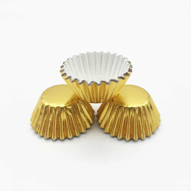 Latest Colorful Aluminum Foil Baking Cake Cup Mini Rose Gold Foil Cupcake Wrappers Cases