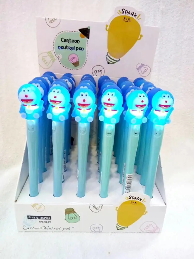 Cartoon unicorn light pen neutral light pen with lamp silicone head modeling 3D doll unicorn neutral pen