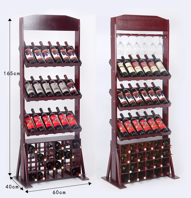 Wooden Wine Liquor Stand Display Rack Supermarket Shelf