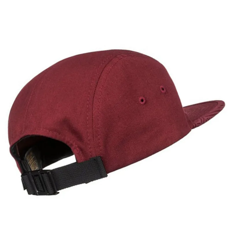 Custom Embossed Leather Patch Cotton 5-Panel Cap with Label and Stickers