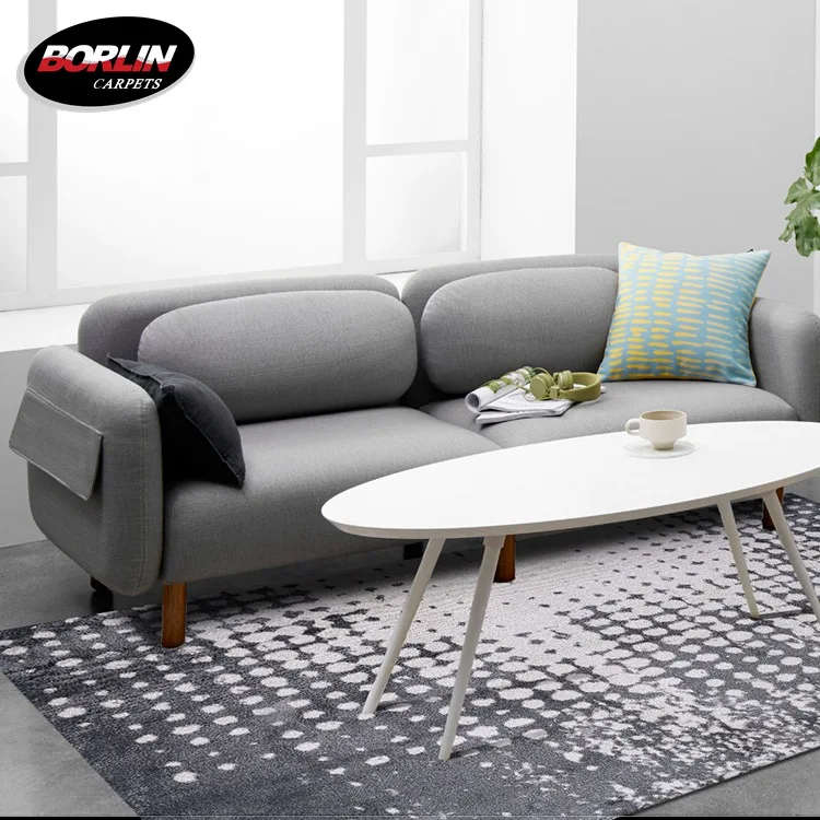 Black And White Polyester Shaggy Carpet 160X230 Room Rug