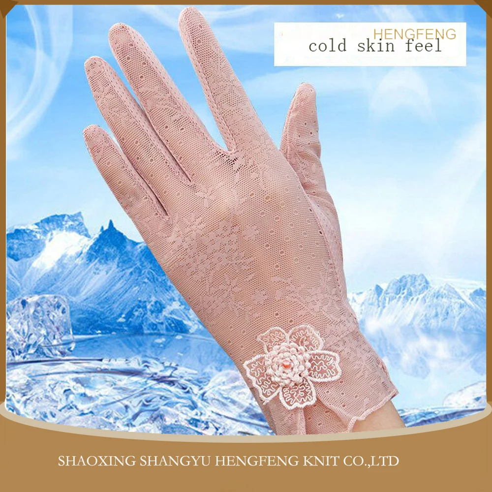 summer ice silk pretty thin ladies gloves, cool skin sun protection gloves