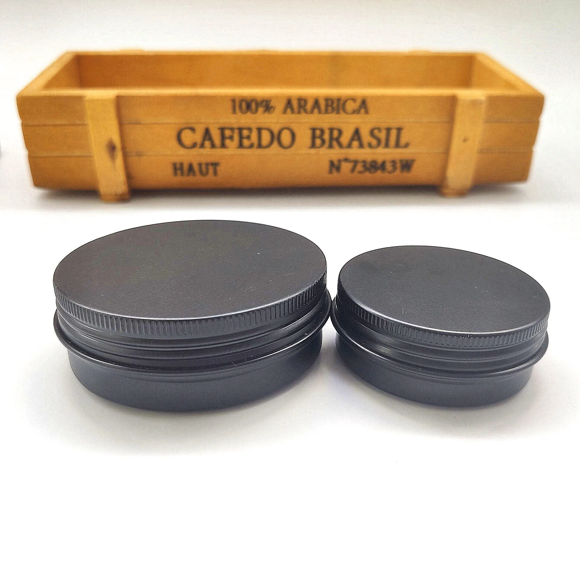 5ml 10ml 15ml 30ml 100ml primary color and black cosmetic aluminum jar with screw lid